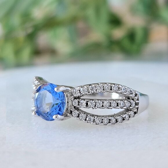Blue Topaz Bow Ring, 925 Sterling Silver  Charmed Aroma - Picture 6 of 6